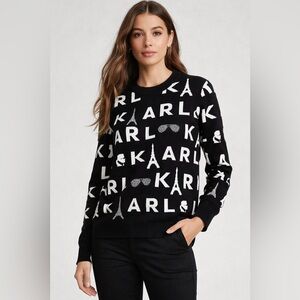 Karl Lagerfeld Monochrome Graphic Sweater